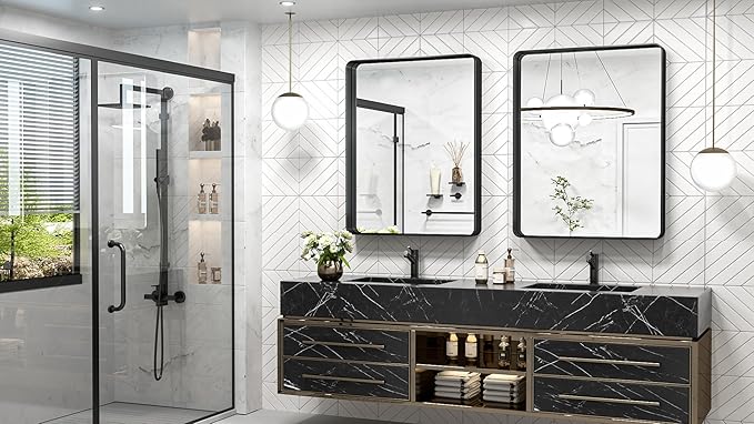 TokeShimi 30 x 36 Inch Black Bathroom Mirror - Image 2