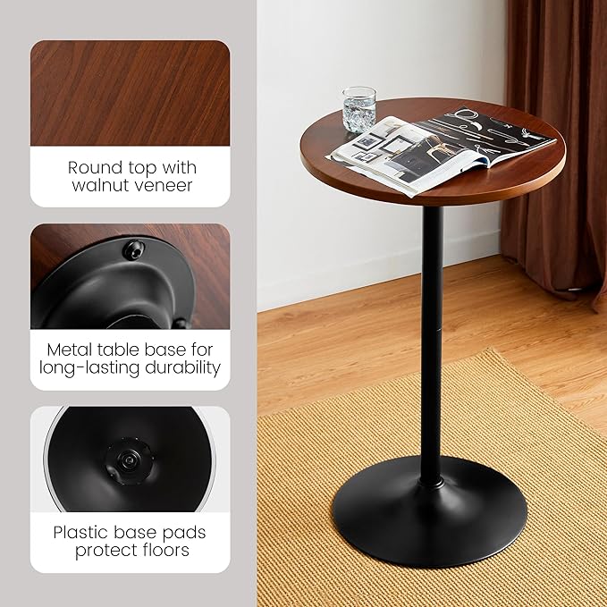 Glitzhome 39.5" H Round Pub Bistro Table, Round Bar Table Wood Top - Image 4