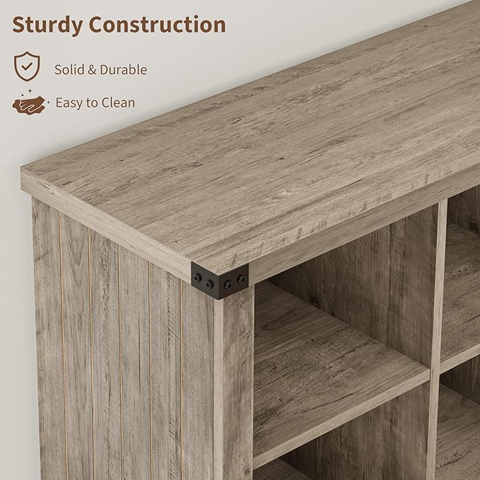 GarveeHome 8 Cube Storage Organizer Bookshelf, Farmhouse Horizontal Bookcase - Image 5