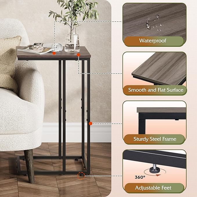 WLIVE Side Table Set of 2, C Shaped End Table Sets, Small Sofa Side Tables - Image 5