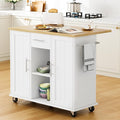 Shintenchi Kitchen Island with Storage, Bar Cart Cabinet Island Table on Wheels by Shintenchi