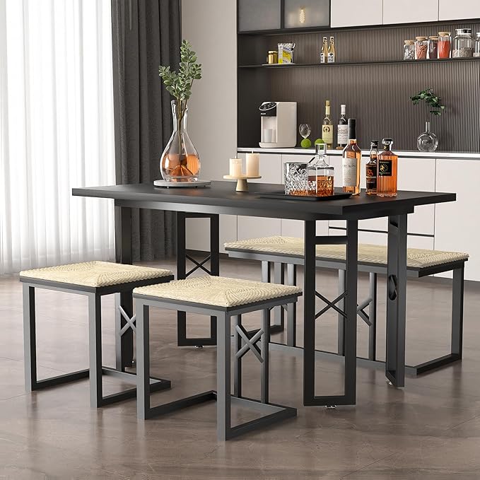 VECELO 43.3" Dining Table Sets, Farmhouse Small Kitchen Table - Image 6