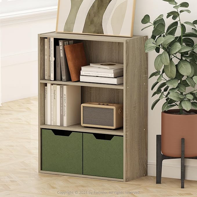 Furinno Pasir 3-Tier Open Shelf Bookcase, Sonoma Oak - Image 2
