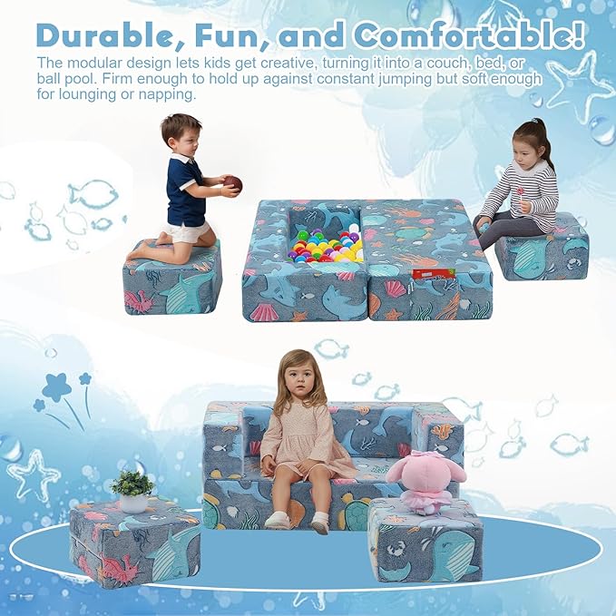 MeMoreCool Modular Kids Couch, Glow Play Toddler Couch - Image 4