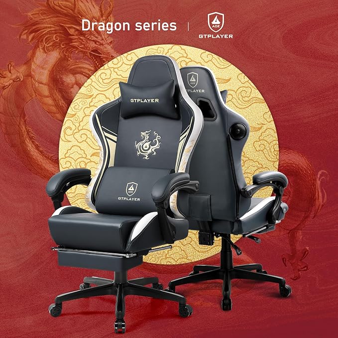 GTPLAYER Gaming Chair with Bluetooth Speakers and Footrest, Dragon Series Video - Image 3