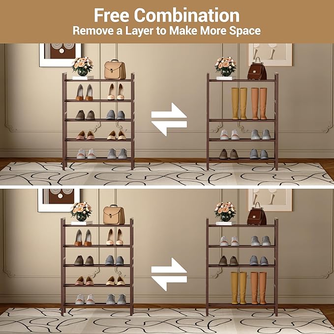 Haddockway Bamboo Shoe Rack for Closet, Free Standing Shoe Organizer - Image 7