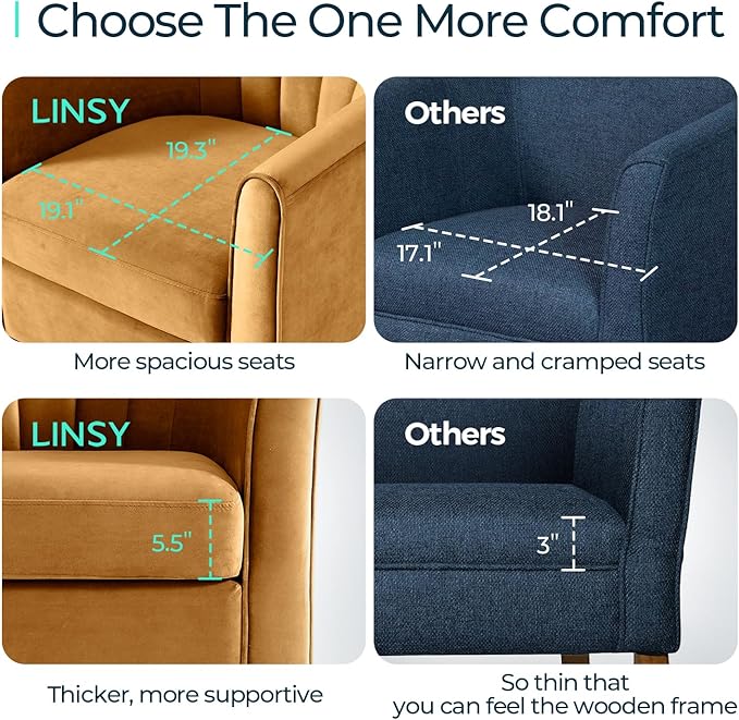 LINSY Swivel Accent Chair with Ottoman: Small Velvet Barrel Chair 360 Swivel - Image 4
