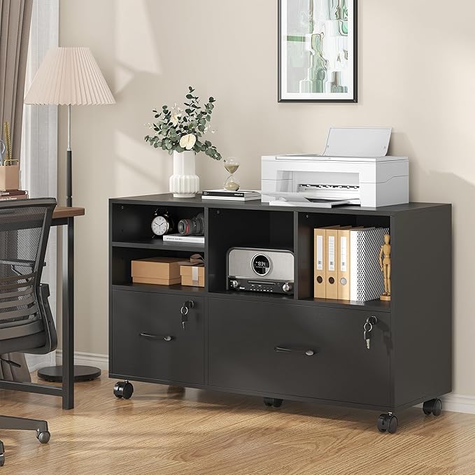 2 Drawer Wood Mobile Large Lateral File Cabinet - Image 7