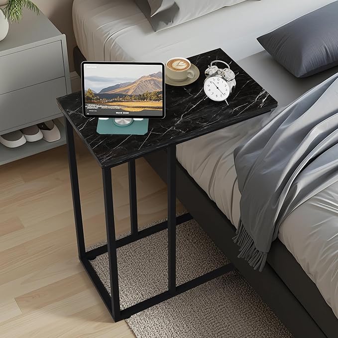 VECELO C Shaped End Side Table for Sofa Couch and Bed Snack TV Tray for Living - Image 5