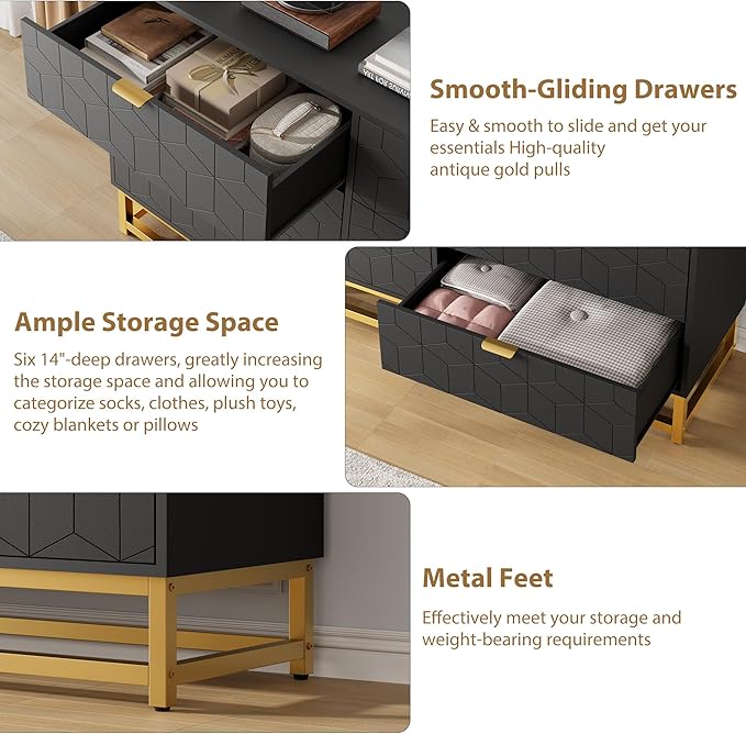 Dresser for Bedroom, 53.5" Large Dresser Organizer, 6 Drawer - Image 7