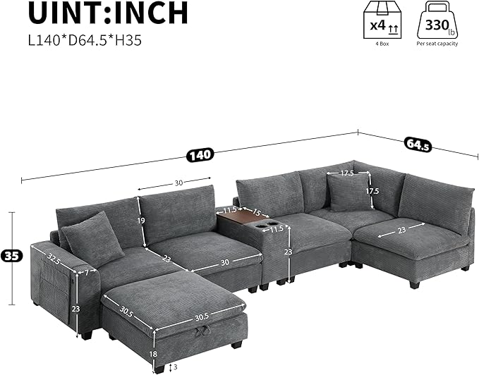 Merax 140'' Oversized Modular Sectional Sofa - Image 2