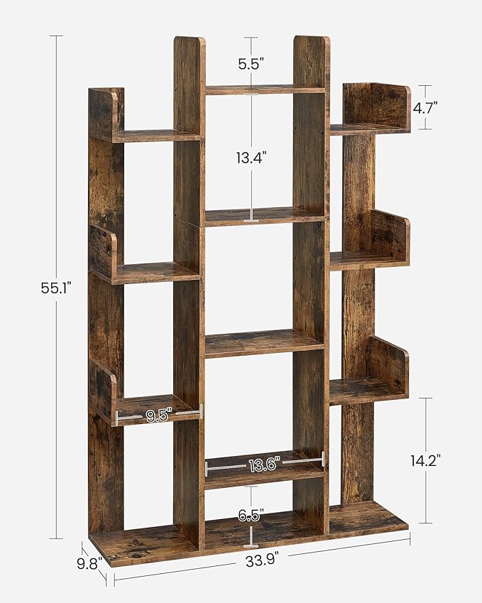 VASAGLE Bookshelf, Tree-Shaped Bookcase - Image 3