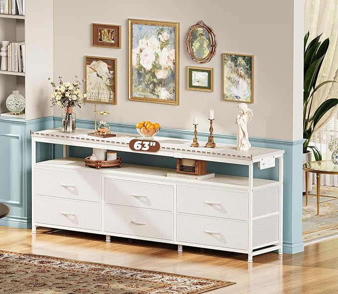 Huuger 63 Inch TV Stand for 55, 70 Inch TV, Long Dresser TV Stand for Bedroom - Image 8
