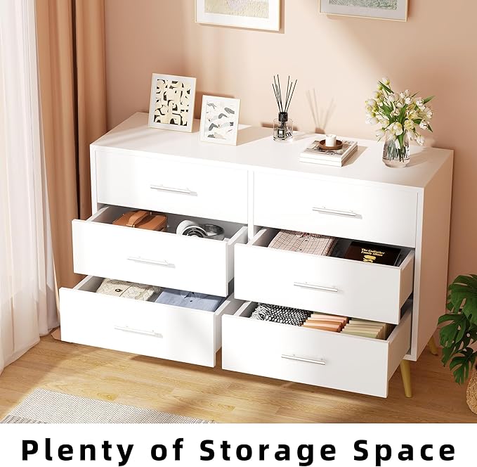 Shintenchi 6 Drawer Dresser, Wide Chest of Drawers Organizer Storage - Image 5