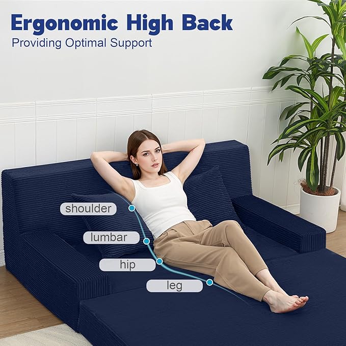 MeMoreCool Boneless Folding Sofa Bed Queen, Corduroy Convertible Sleeper Chair - Image 5