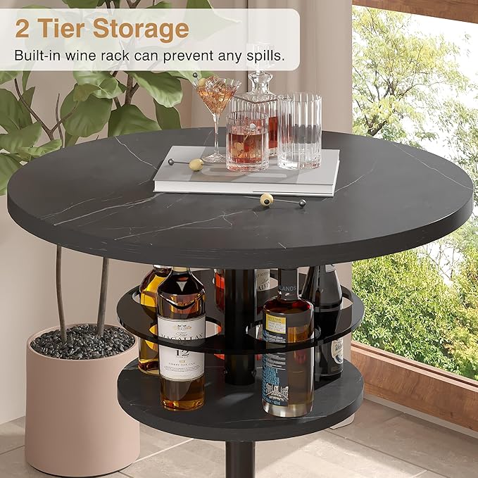 VECELO 36” High Top Bar Table, Sturdy Frame - Image 5