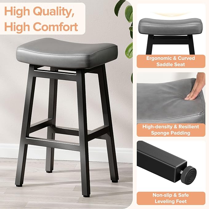 29 Inches Bar Stools Set of 2, Bar Height Barstools - Image 3
