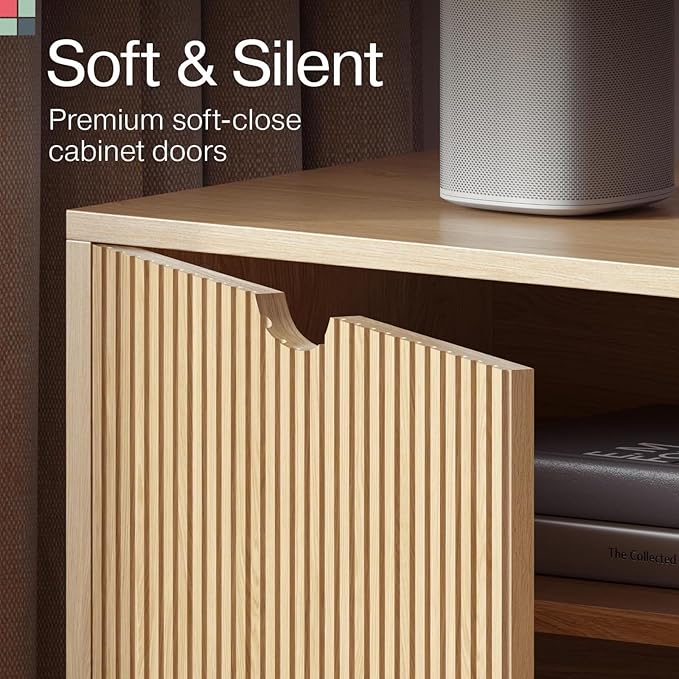 Contemporary Fluted TV Stand, 70 Inches TV Media Console, Supports 32 to 80" TVs - Image 5