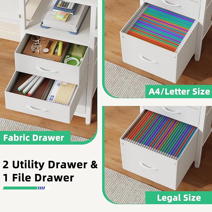93'' Two Person Desk with Charging Station, Long Desk with 3 Drawers and - Image 5