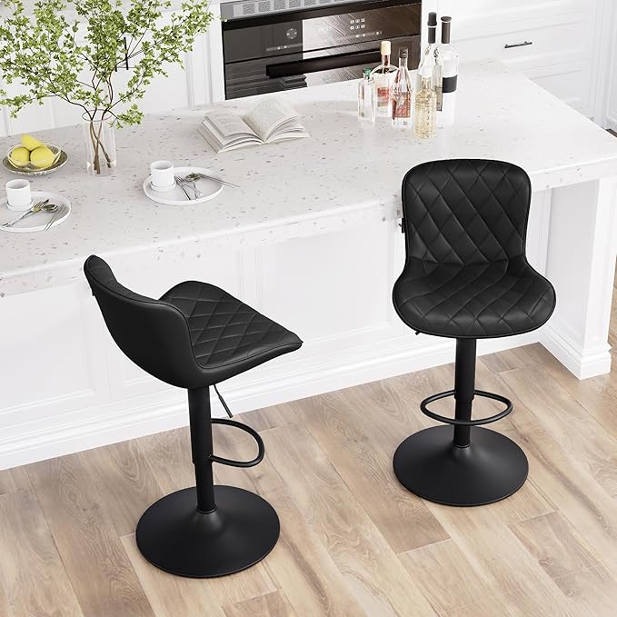 YOUNUOKE Bar Stools Set of 2 Faux Leather Barstools - Image 8