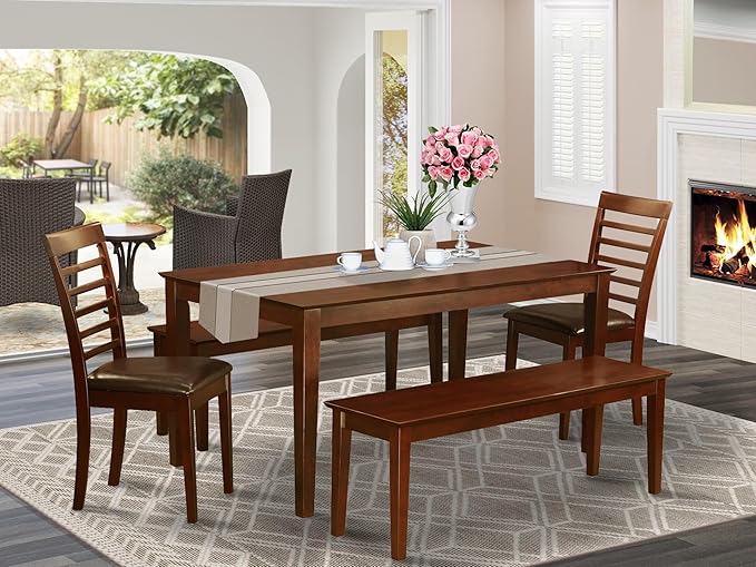 East West Furniture CAML5C-MAH-LC 5 Piece Dining Room Furniture Set Includes a - Image 2