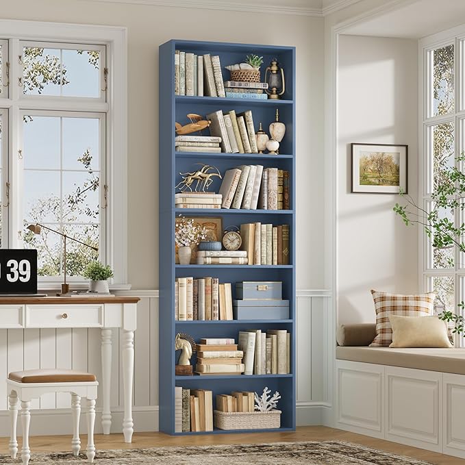 82" Tall Bookshelf, 7-Tier Open Shelves Bookcase, Freestanding Display Storage - Image 2