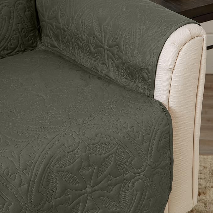 Great Bay Home Medallion Stitched Solid Furniture Protector Stain Resistant - Image 7