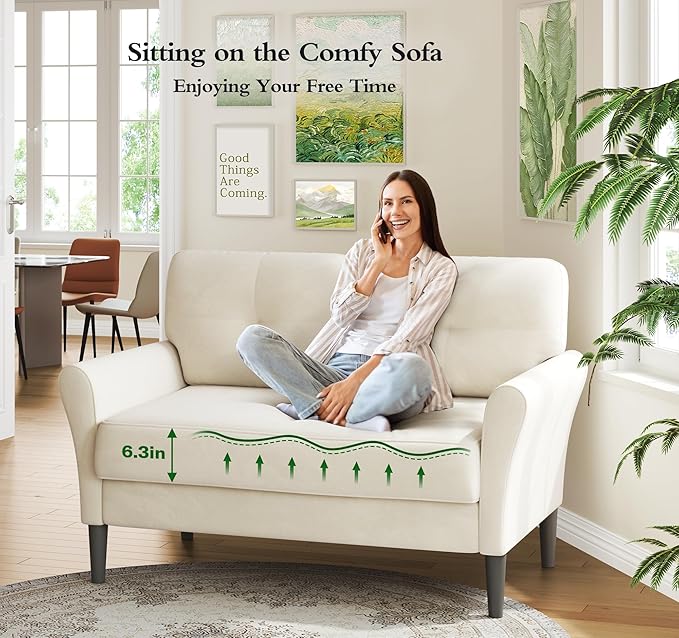 Small Sofa Couch, Soft Velvet Love Seat Couches, Small Couch - Image 3