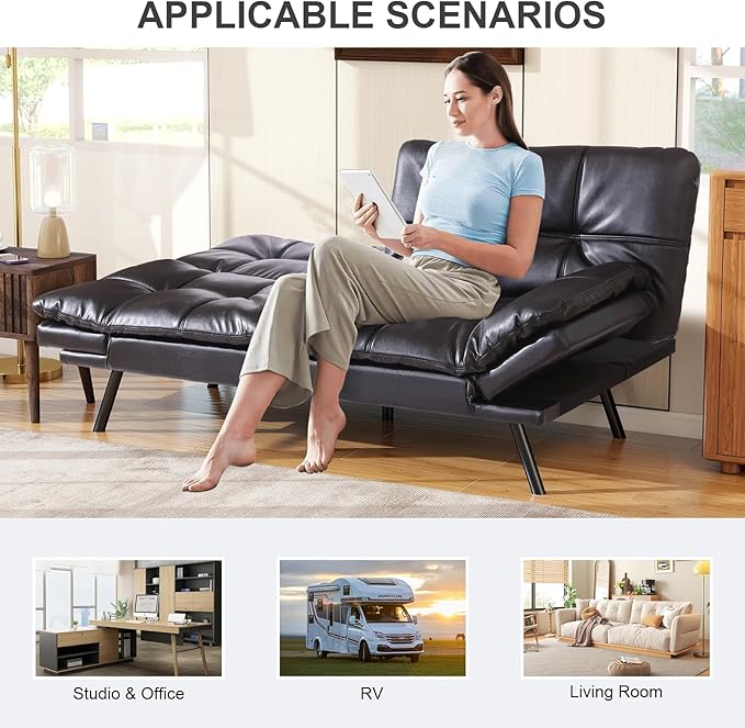 Vipbear Futon Sofa Bed Couch, Space-Saving Loveseat - Image 5