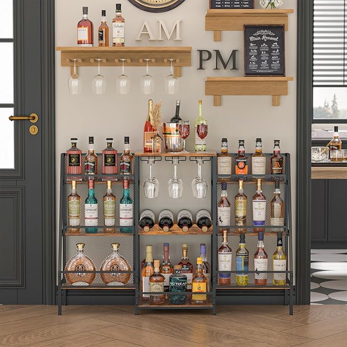 Versatile Bar Stand with Glass Holder, Wine Rack Freestanding Floor, Liquor - Image 5