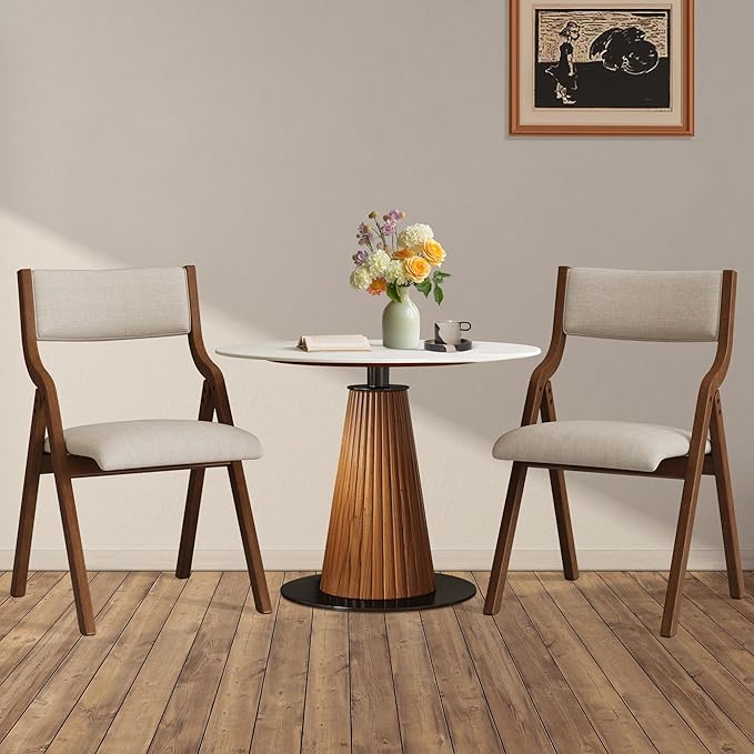 Folding Dining Chairs Set of 2, Upholstered Kitchen Chair by FAVSH