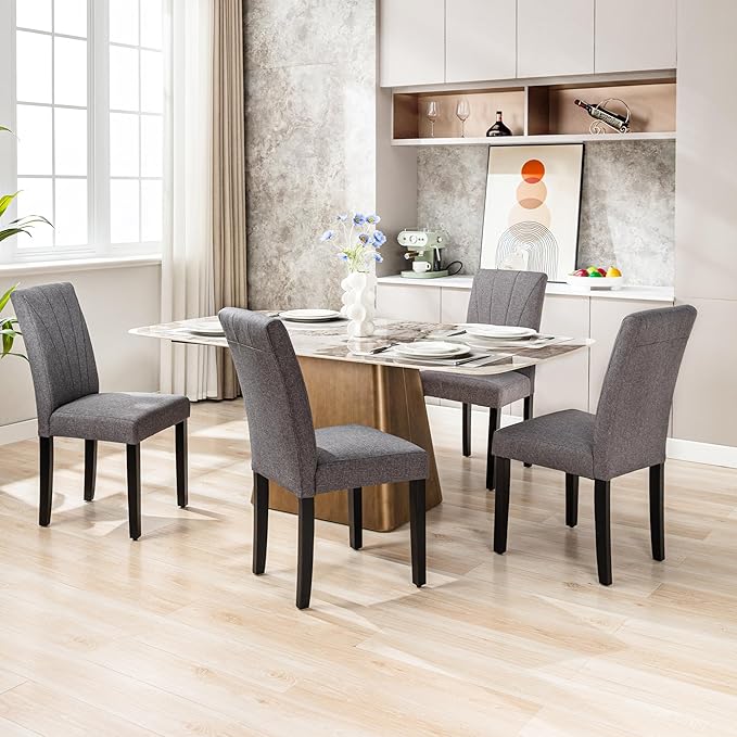 VECELO Upholstered Dining Chairs Set of 2, Modern Fabric and High Back & Solid - Image 6