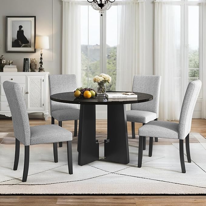 Ball & Cast Dining Table Set for 4, 5-Piece Kitchen Table Set W/ 43" Round Faux by BallCast