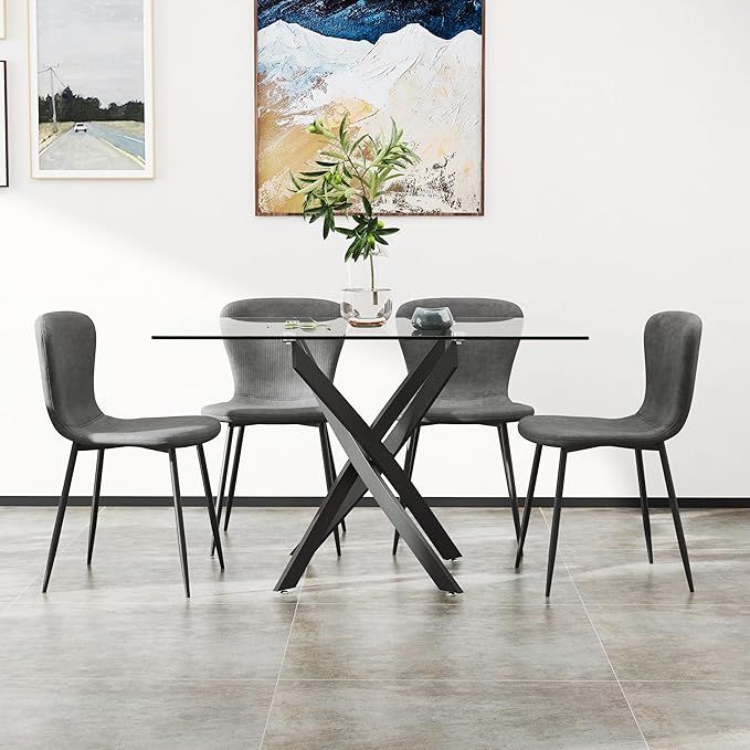 Tempered Glass Dining Table 48 Inch Mordern Rectangular Kitchen Table - Image 4