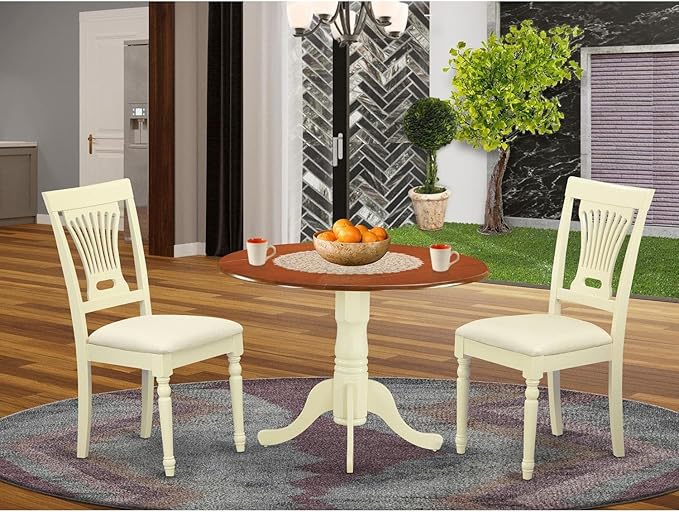 East West Furniture DLPL3-BMK-C 3 Piece Dining Room Furniture Set Contains a - Image 7