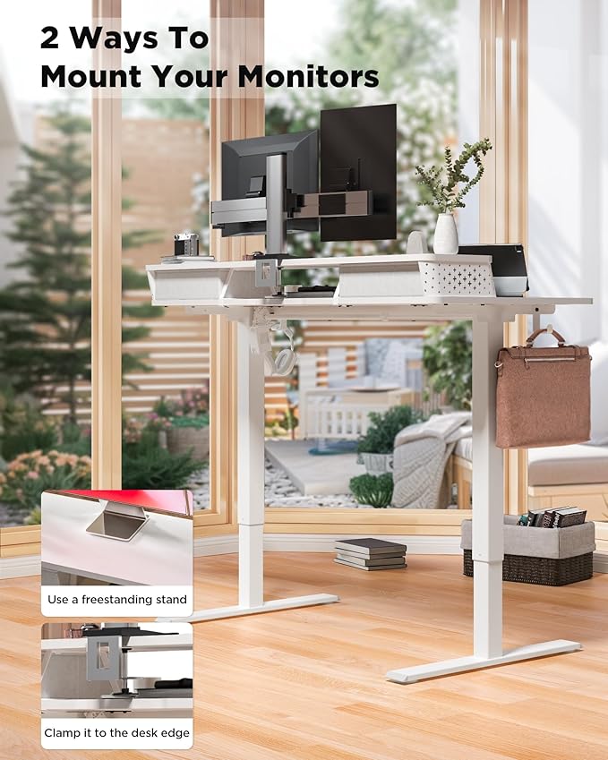 40x24 Inch Standing Desk with Double Drawers, C-Clamp Mount Compatible - Image 6