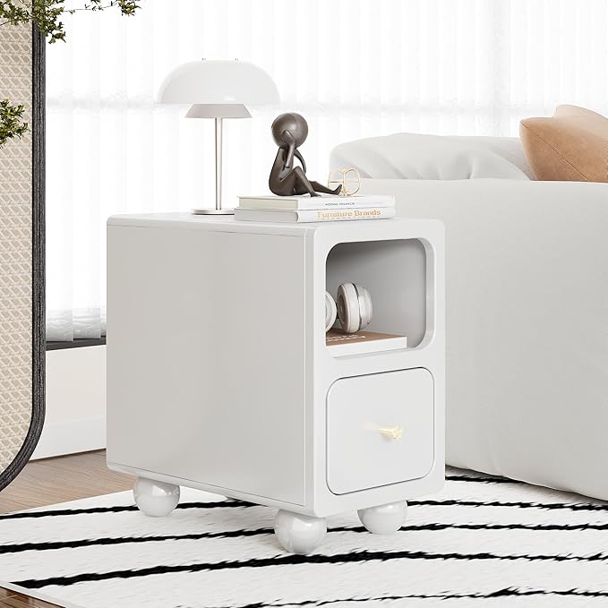 Solid Wood Night Stand, Narrow Nightstand - Image 6