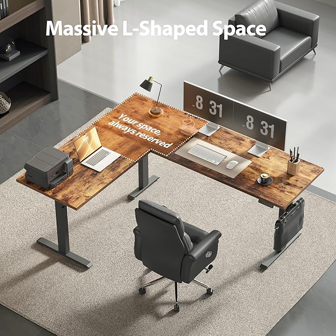 Agilestic Triple Motors 73" x 60" L Shaped Standing Desk, Electric Standing - Image 4