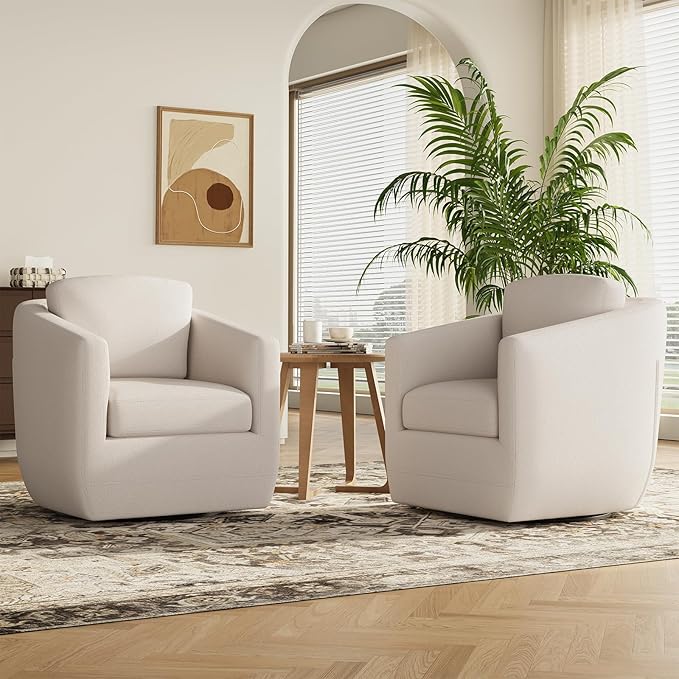 COLAMY 360° Swivel Accent Chair Set of 2 by COLAMYINC