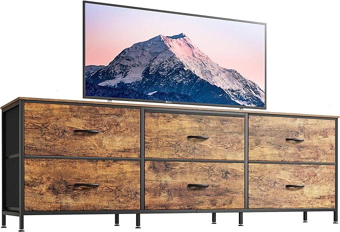 Huuger 63 Inch Long Dresser for Bedroom, Wide TV Stand for 55, 70 Inch TV by Huuger