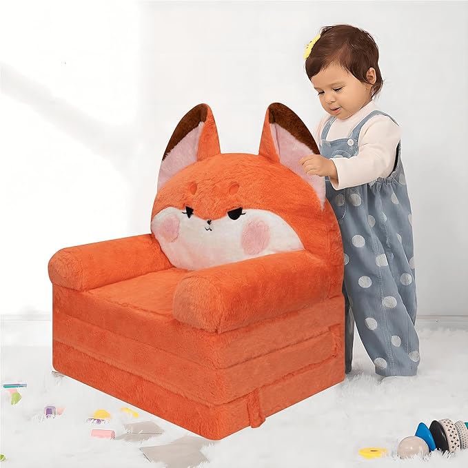 MONKISS Kids Couch, Comfy Toddler Chair, 2 in 1 Fold Out Kids Sofa to Lounger - Image 2