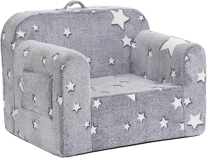 Toddler Chair Plush Kids Couch, Comfy Glow in The Dark Armchair by Givjoy
