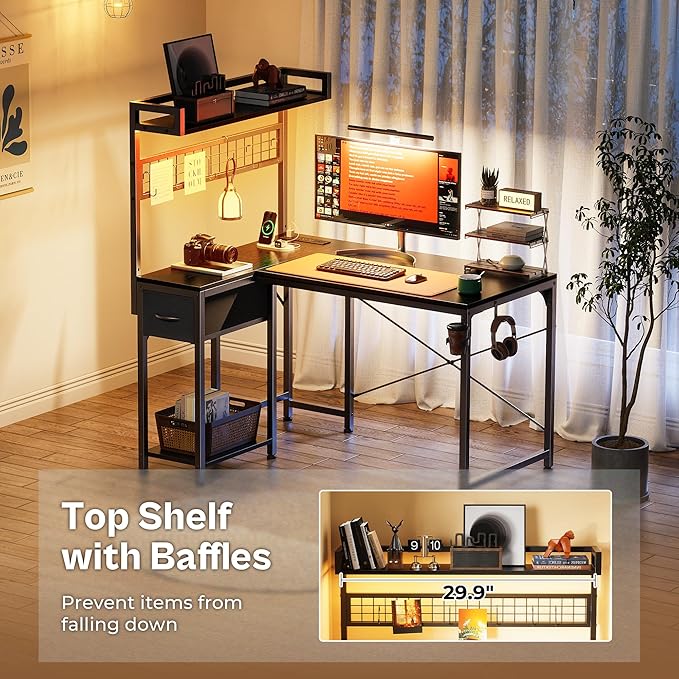PRAISUN L Shaped Gaming Desk - Image 7