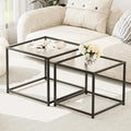 Garden 4 you Coffee Table Set of 2, Modern Patterned Glass Nesting Table by Garden4you