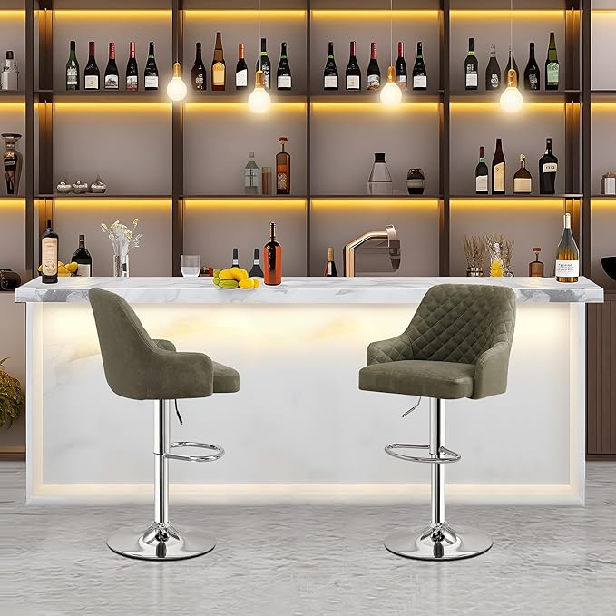 VECELO Adjustable Bar Stools Set of 2, Bar Height Stools - Image 2