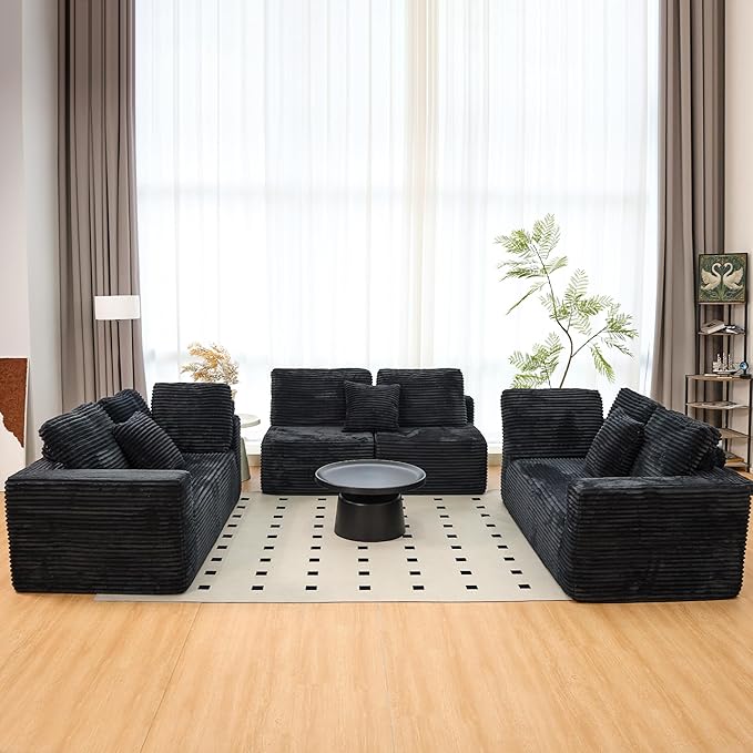 KEIKI 135" U Shape Sectional Sofa, 6-Seater Modular Couch - Image 8