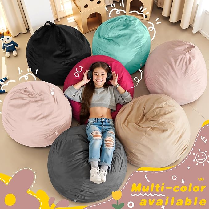 HABUTWAY 2FT Bean Bag Chair, Teardrop Bean Bag Chair Luxurious Velvet Ultra - Image 7