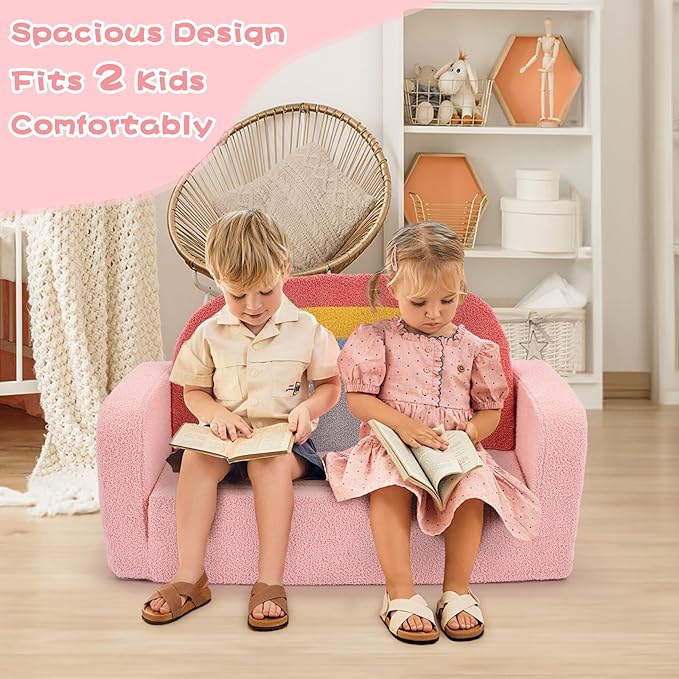 Extra Wide Kids Couch, 2-in-1 Soft Toddler Couch - Image 3