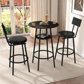 3 Pieces Round Bar Table Set, Small Dining Table by Zevemomo
