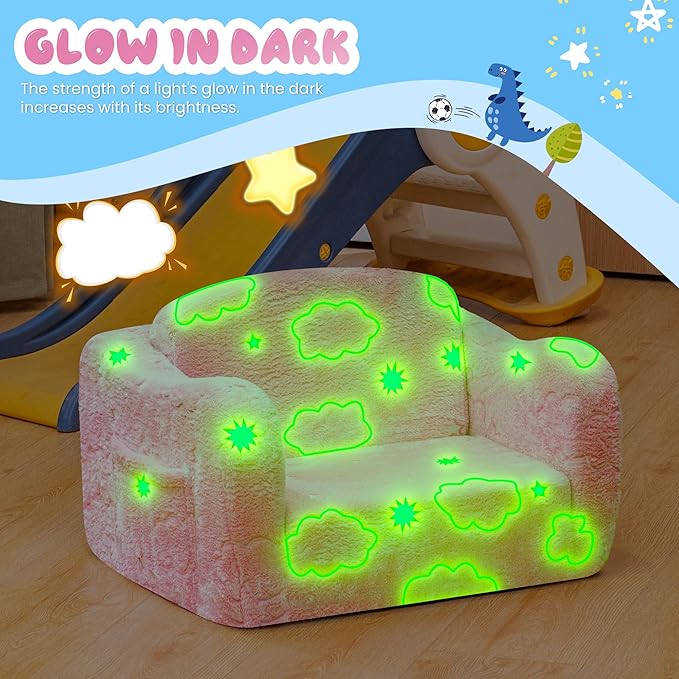 Lamerge 2-in-1 Toddler Couch, Glow in The Dark Baby Floor Bed, Foldable Toddler - Image 8
